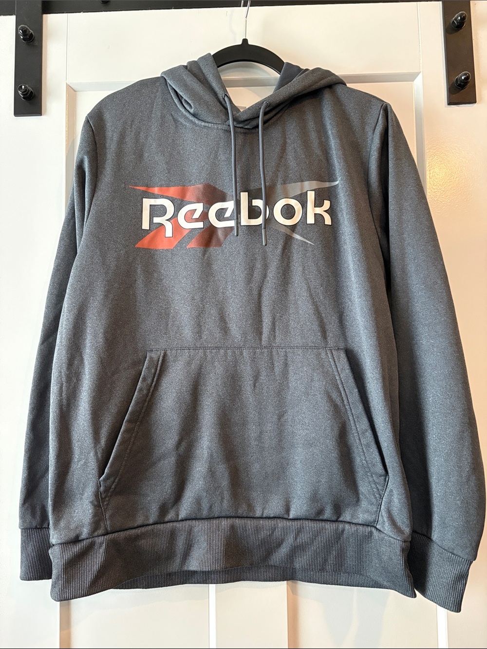 Reebok Charcoal Gray Hoodie with Red Accent Logo